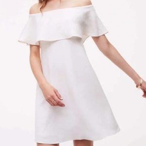 LOFT Off the shoulder white linen dress - Size 6P